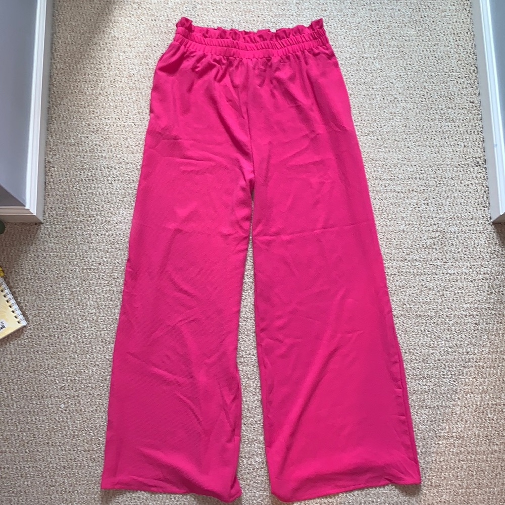 Wide leg high waist pink pants